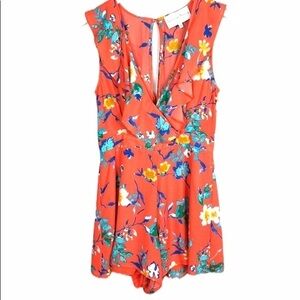 Charles Henry floral ruffled romper